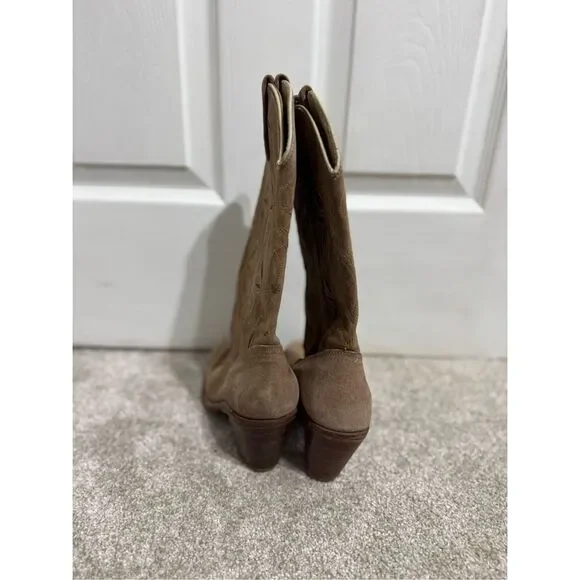 Vintage Dingo Acme Leather Cowboy Boots Women’s Sz US 7 Made In USA Western Tan - Picture 6 of 13